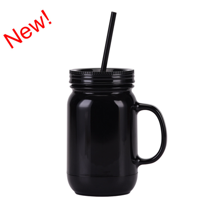20oz Colorful Double Wall Plastic Rooster Cup Mason Jar With Handle-CNLCA