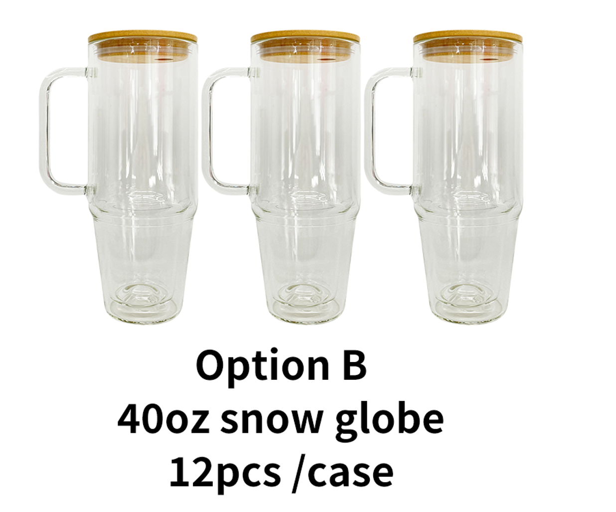32oz 40oz Clear Double Wall Pre Drilled Snow Globe Glass Tumbler Cup Mug with Handle-CNLCA