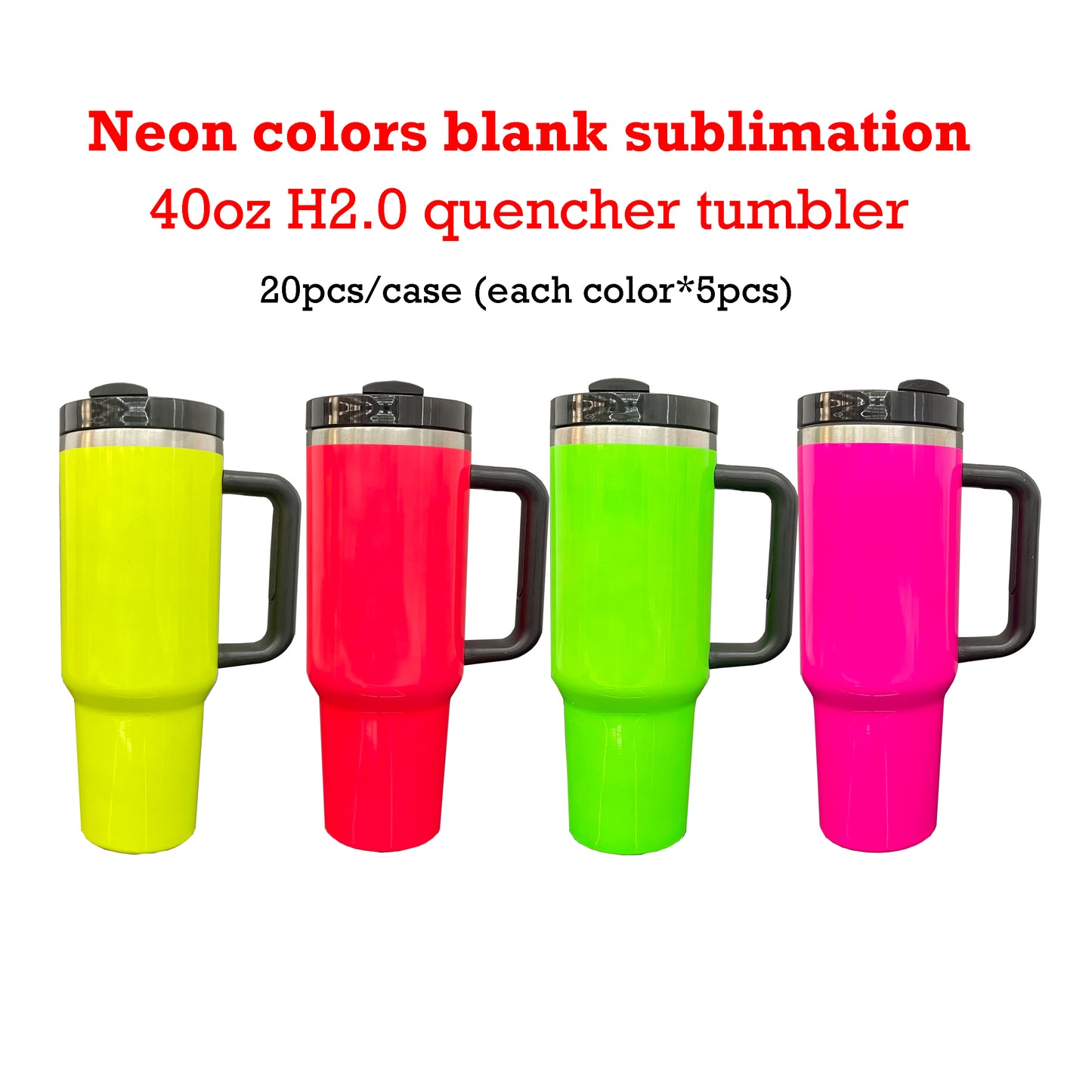 40H2.0 Neon Colors Blank Sublimation Silver Underneath Quencher Tumbler-CNLCA