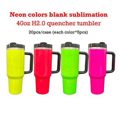 30oz 40oz H2.0 Neon Colors Blank Sublimation Silver Underneath Quencher Tumbler-CNLCA