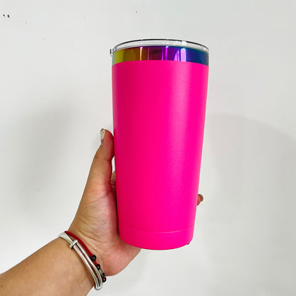 4Pack/8Pack/12Pack Yeti Power Coated 20oz Rainbow Plated Tumblers With Colorful Straws for Laser Engraving-CNLCA