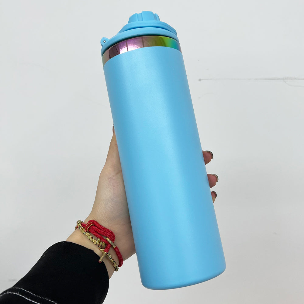 Powder Coated 20oz Rainbow Plated Underneath Sport Straight Tumbler Water Bottle with Two Lids for Laser-CNLCA