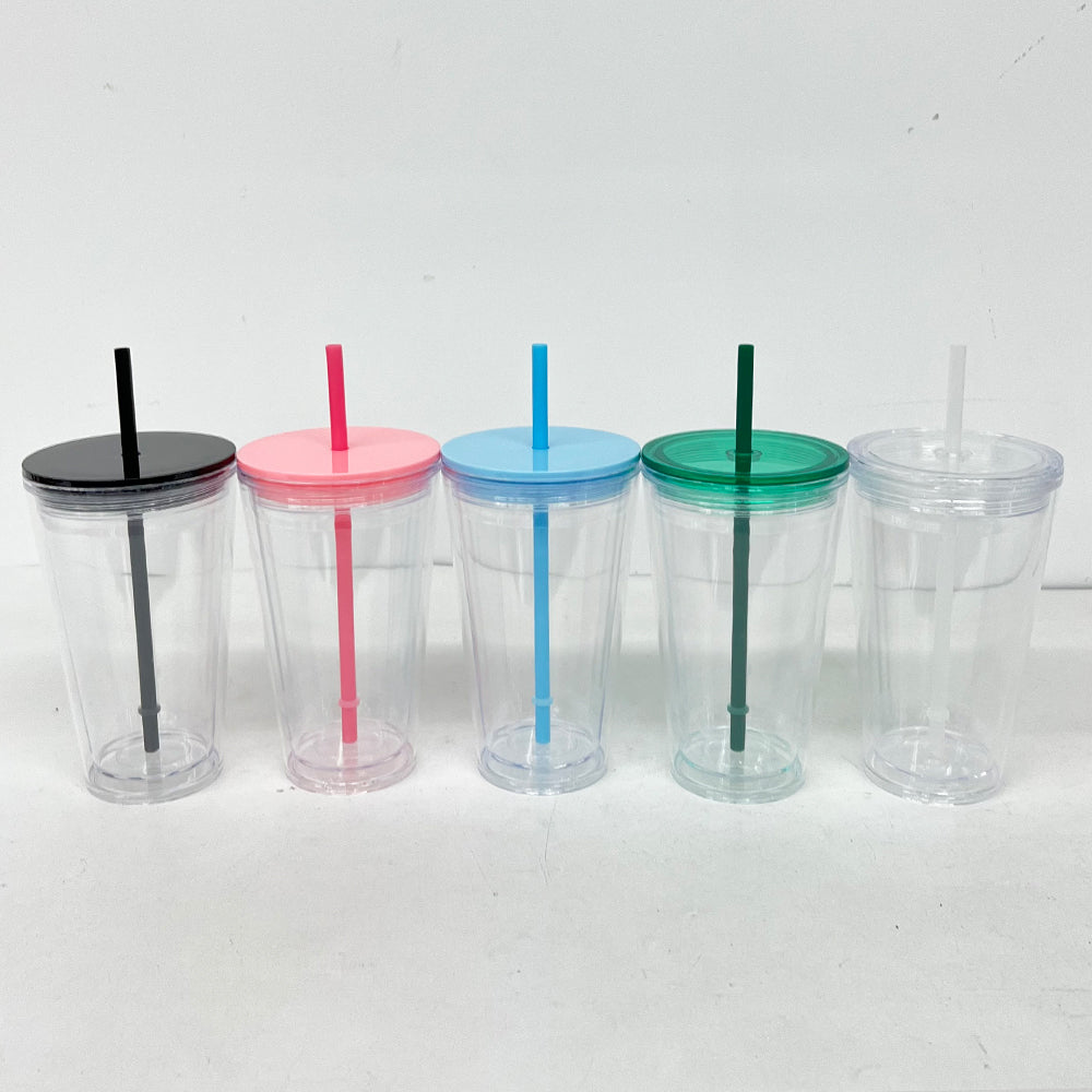 16oz Double Wall Snow Globe Tapered Plastic Cup Tumbler with Predrilled Hole-CNLCA