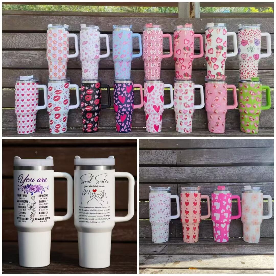 40oz Valentine's Day Cartoon Pattern Designs Stainess Steel Quencher T ...