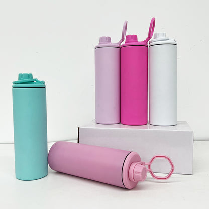 20oz Macaron Blank Sublimation Straight Tumbler Sport Water Bottle with Two Lids-CNLCA