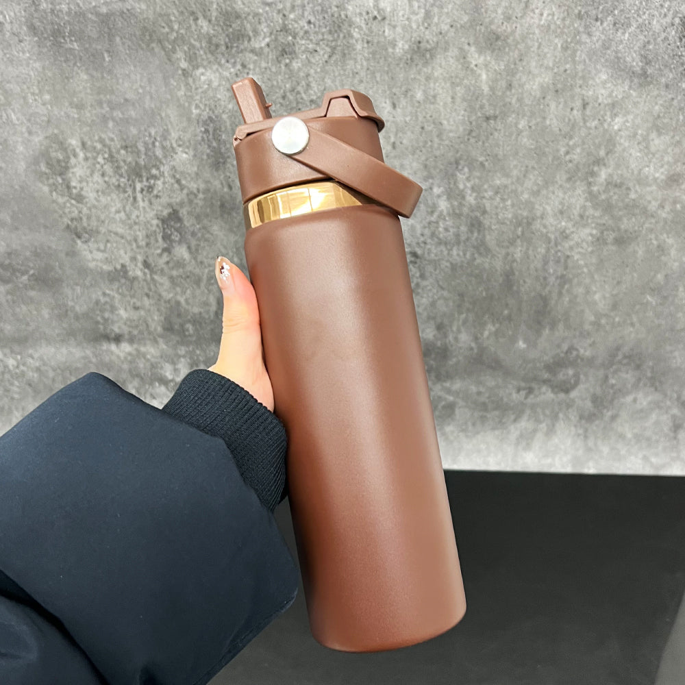 Outdoor Sports 20oz Mirror Copper Underneath Water Bottle wih 2 in 1 Muti-function Flip Top Lid for Laser Engraving-CNLCA