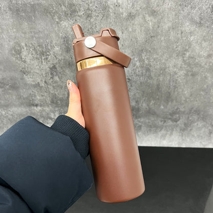 Outdoor Sports 20oz Mirror Copper Underneath Water Bottle wih 2 in 1 Muti-function Flip Top Lid for Laser Engraving-CNLCA