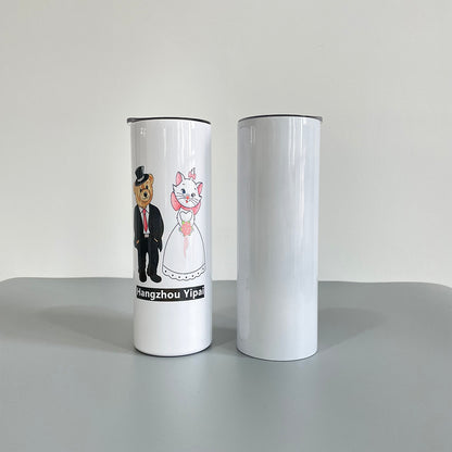 90 Degree 20oz Flat Edge Stainless Steel Vacuum Insulated White Blank Sublimation Straight Tumbler With All Accessories- USLCA