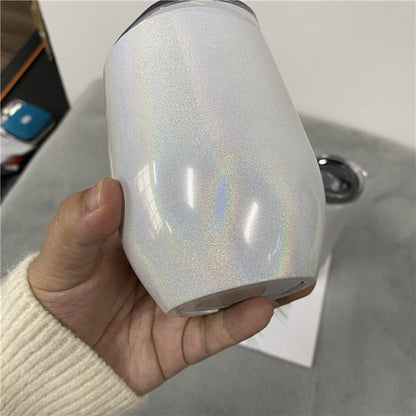 12oz White Shimmer Glitter Blank Sublimation Round Mug Wine Tumbler For Sublimation 50pc/case-CNLCA