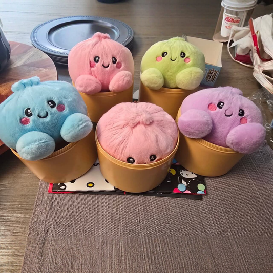 48Pack 8.5cm Mystery Dumpling Plush Toy Colorful Steamed Bun Plush Doll Blind Mystery Toy with Steamer Basket-CNLCA