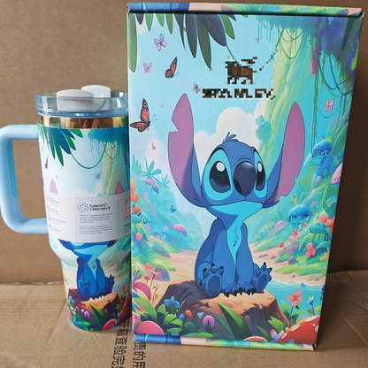 40oz Gold Plated Stitch Design Stainess Steel Stanley Style Quencher Tumbler-CNLCA