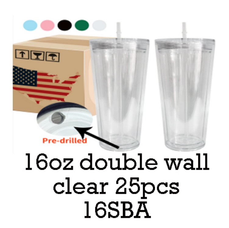 16oz Double Wall Snow Globe Tapered Plastic Cup Tumbler with Predrilled Hole-CNLCA