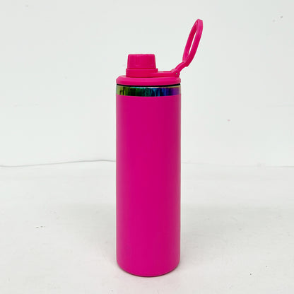 Powder Coated 20oz Rainbow Plated Underneath Sport Straight Tumbler Water Bottle with Two Lids for Laser-CNLCA