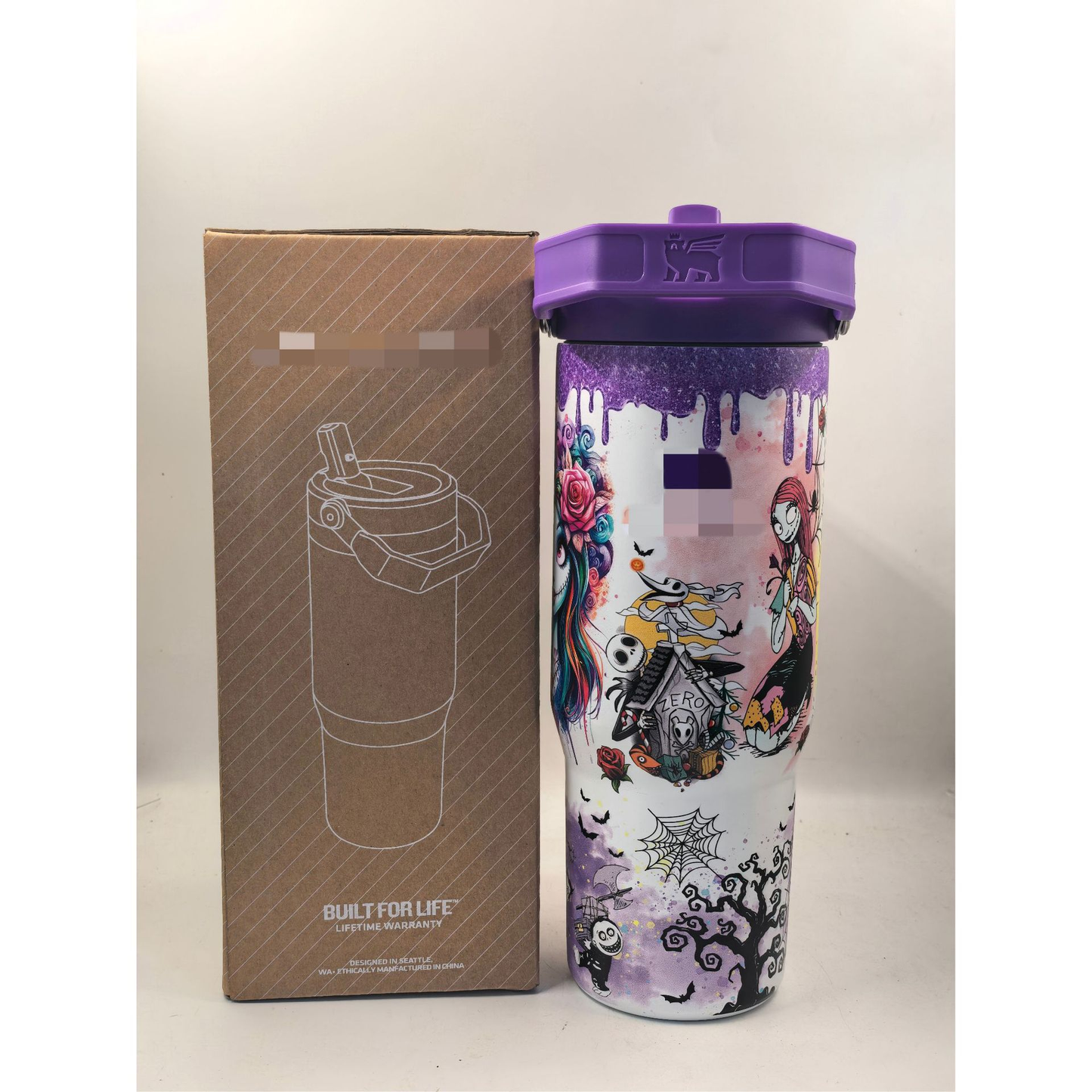 30oz Glow in the Dark Halloween/Stitch Design Stainess Steel Stanley Style Flip Straw Tumbler-CNLCA