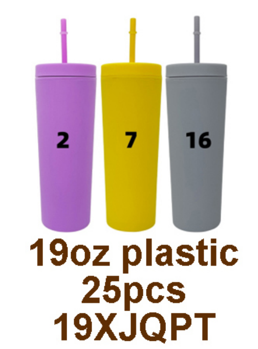 25Pack 19oz Rubber Paint Matte Color Plastic Cup Water Bottle-CNLCA