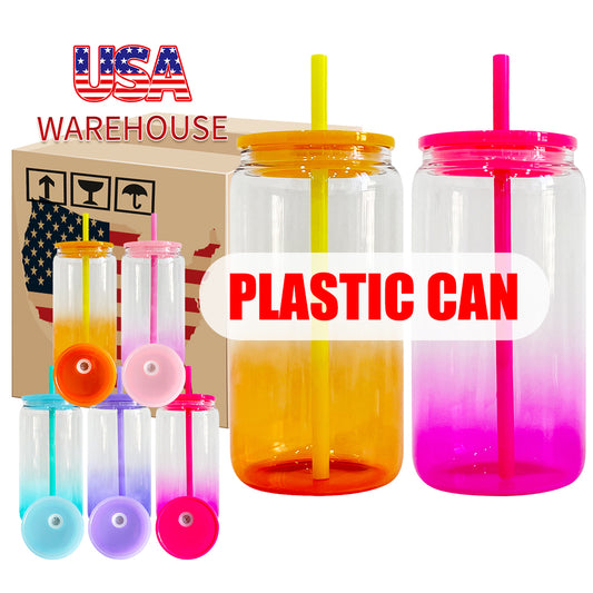 Version 2-Plastic !! 16oz Ombre Jelly Color Plastic Can Cup-CNLCA