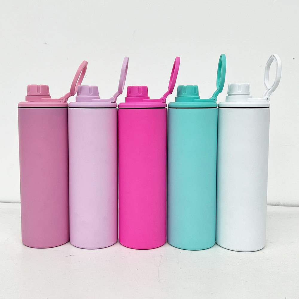 20oz Macaron Blank Sublimation Straight Tumbler Sport Water Bottle with Two Lids-CNLCA