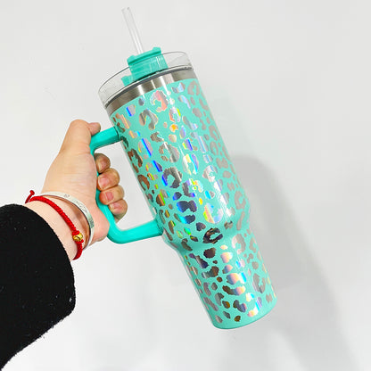 40BW001 H1.0 40oz 3D Holographic Leopard Travel Mug Tumbler With Handle- USLCA