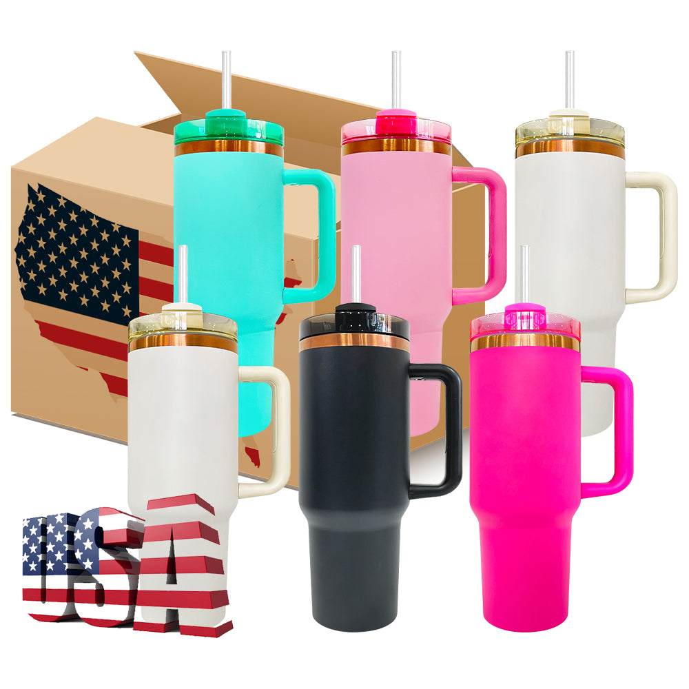 4Pack/8Pack/12Pack 40oz H2.0 Stanley Style Colorful Copper Plated Quencher Tumbler for Laser Engraving-USLCA