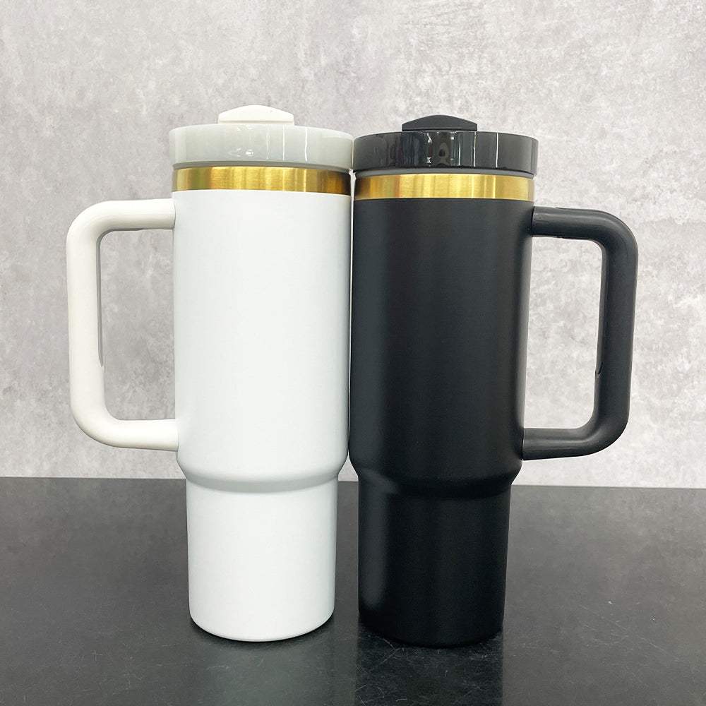 Powder Coated H2.0 30oz Sanding Gold Plated Underneath Quencher Tumbler For Laser Engraving-CNLCA