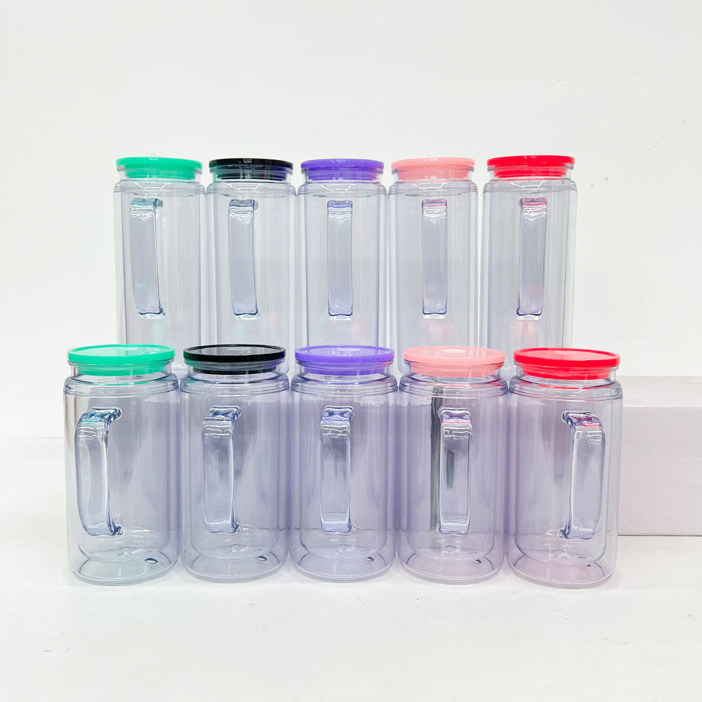 12oz 16oz Double Wall Snow Globe Plastic Cup Tumbler with Handle Pre Drilled Hole and Plug-CNLCA