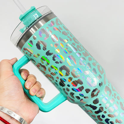 40BW001 H1.0 40oz 3D Holographic Leopard Travel Mug Tumbler With Handle- USLCA