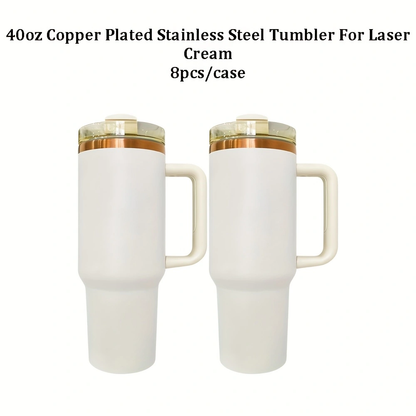 4Pack/8Pack/12Pack 40oz H2.0 Stanley Style Cream Color Copper Plated Quencher Tumbler for Laser Engraving-USLCA