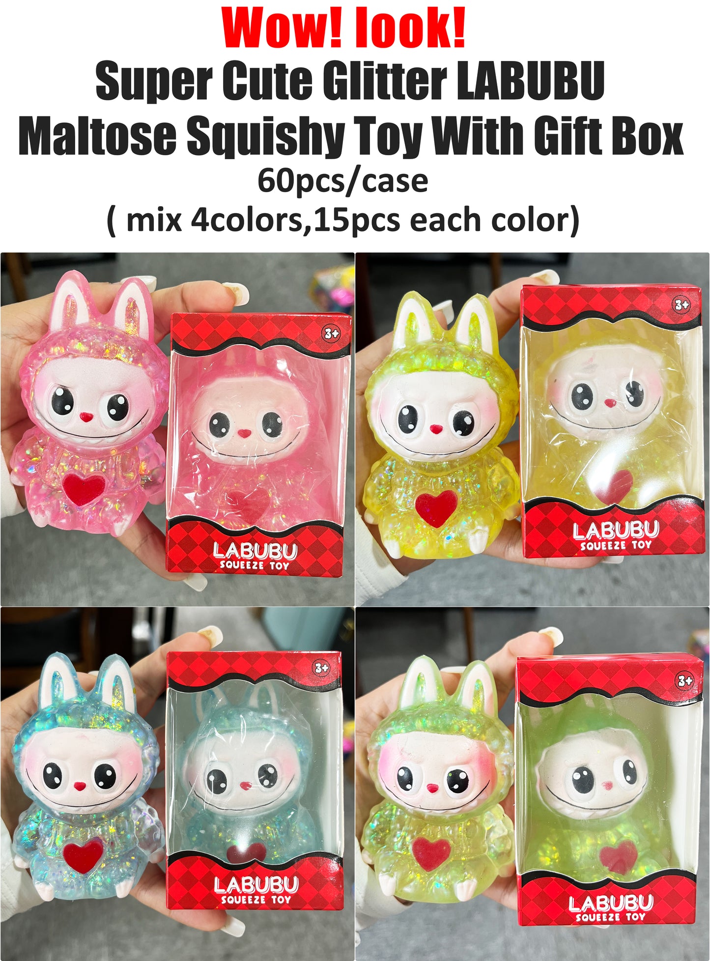 10*6.5cm Cute Labubu Maltose Sugar Stress Relief Squishy Toy Soft Slow Rising Squeeze Fidget Toys-CNLCA