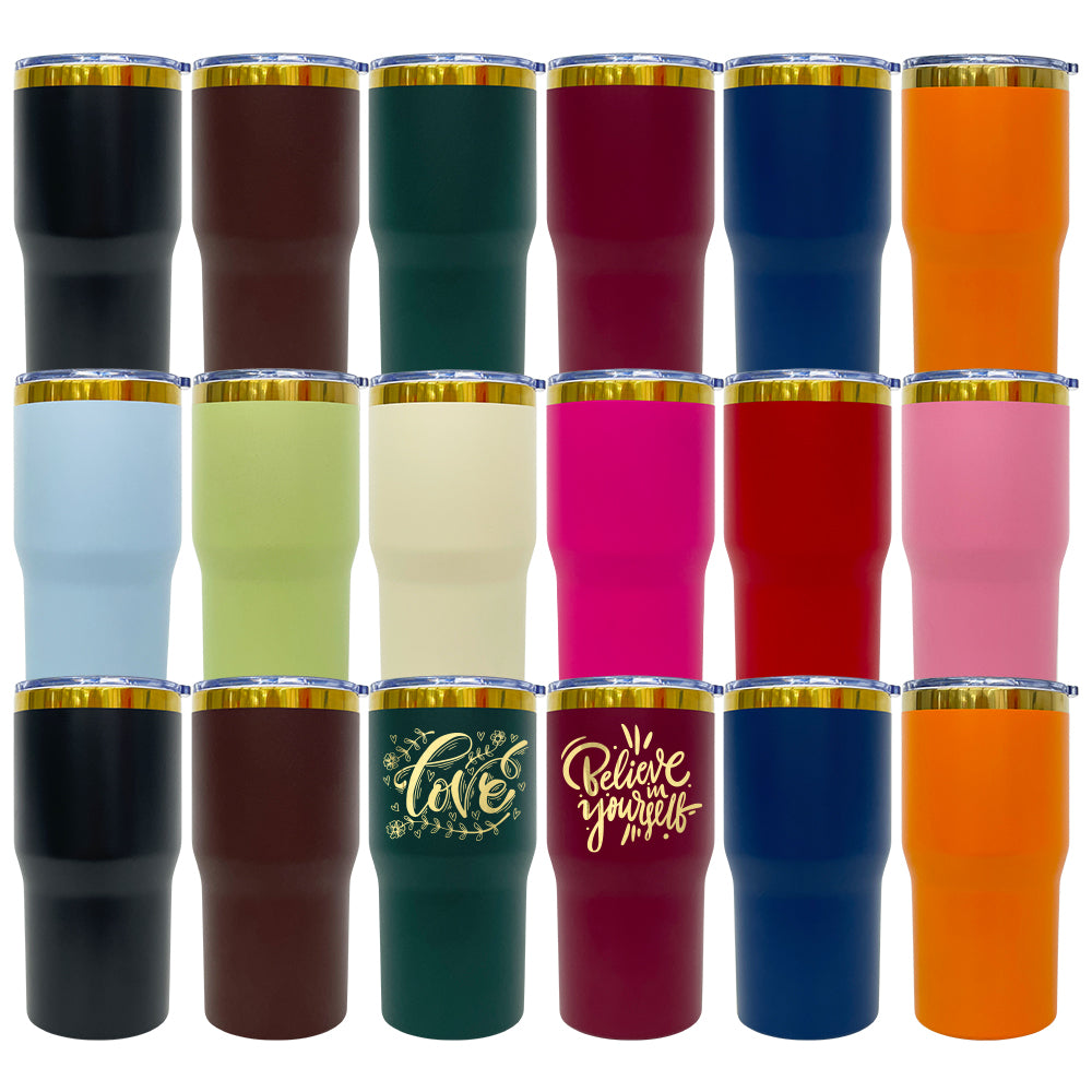 20oz Gold Plated Car Tumbler Travel Coffee Mug for Laser Engraving with Leakproof Slide Lid-CNLCA