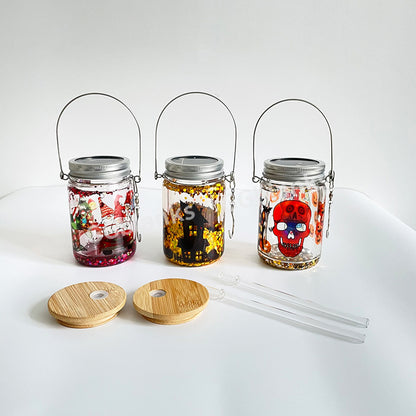 32Pack 11oz Blank Sublimation Snow Globe Solar Light Drinking Glass Mason Jar Halloween Christmas Decorative Garden Hanging Wind Spinner Light-USLCA
