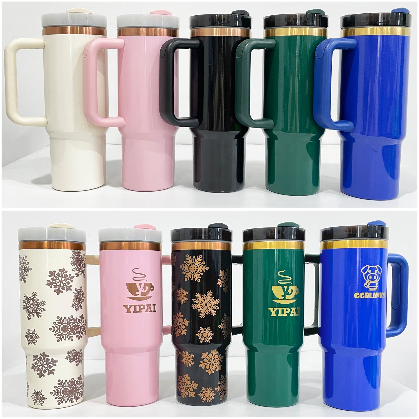 30oz/40oz H2.0 Deco-Collection-Style Powder Coating Gold & Copper Plated Tumbler For Laser Engraved -CNLCA