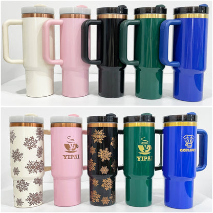 30oz/40oz H2.0 Deco-Collection-Style Powder Coating Gold & Copper Plated Tumbler For Laser Engraved -CNLCA