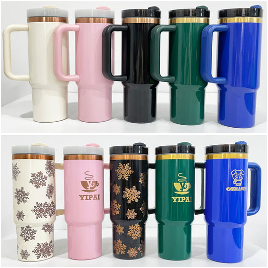 30oz/40oz H2.0 Deco-Collection-Style Powder Coating Gold & Copper Plated Tumbler For Laser Engraved -CNLCA