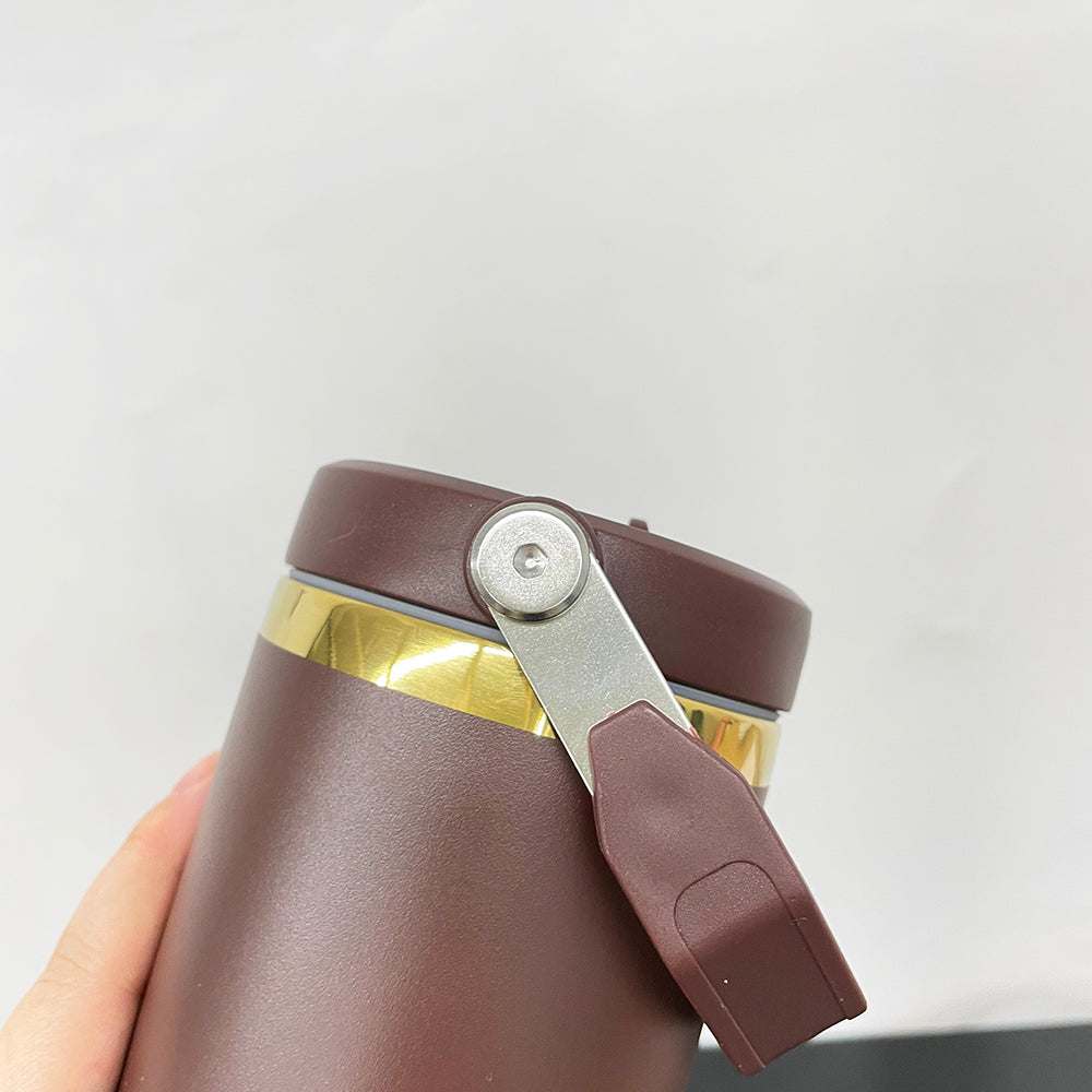 30oz Chocolate Gold Plated Underneath Flip Straw Tumbler Water Bottle For Laser Engraving-CNLCA