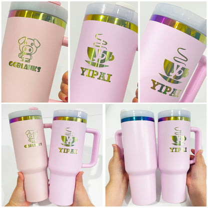 Valentine's Day & Mother's day H2.0 40oz Rainbow Plated Powder Coated Pink Tumbler for Laser Engraved-CNLCA