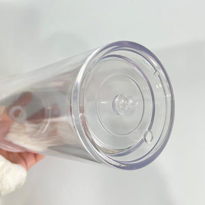 24oz Double Wall Snow Globe Boba Plastic Acrylic Tapered Cup Tumbler with Predrilled Hole-CNLCA
