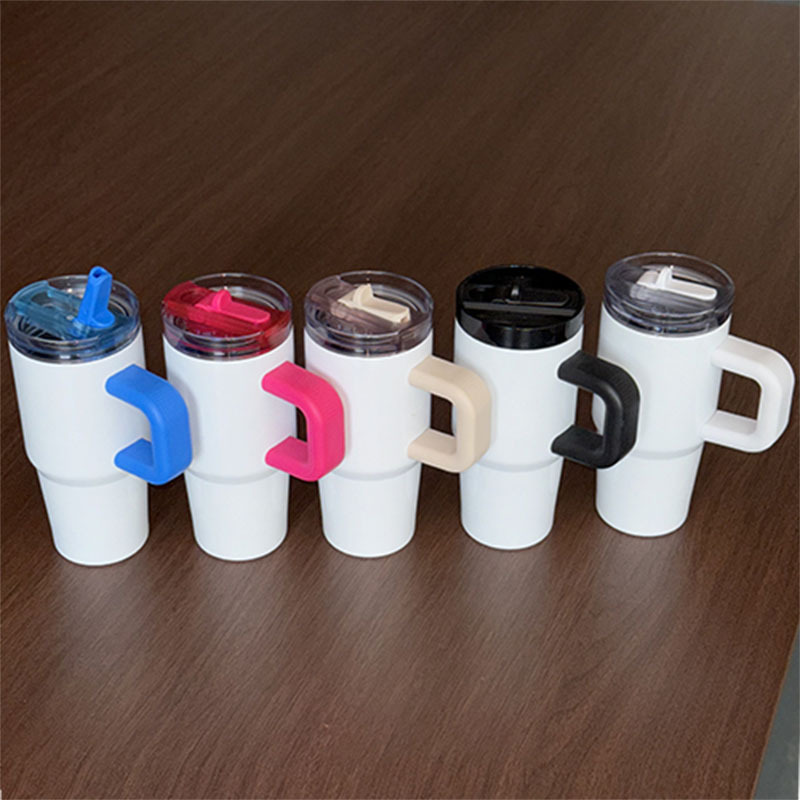 14oz White Blank Sublimation School Kids Tumbler with Leak Proof Lid & Color Handle-CNLCA