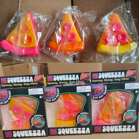 Happy Pizza Needoh Squishy Stress Ball - Soft Stretchy Squeeze Fidget Toy for Anxiety Relief, Sensory Stress Toy for Kids Adults Party Fidget Gifts-CNLCA