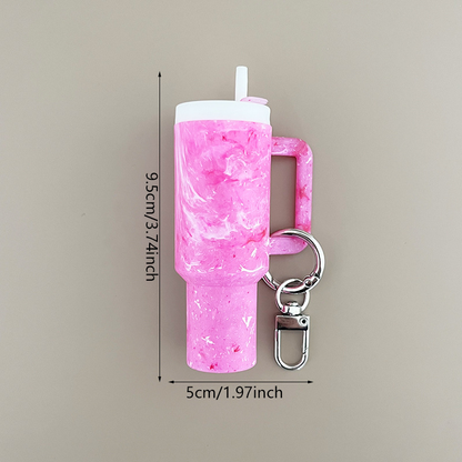 40oz Stanley Style Tumbler Shaped Tie-dyeing Keychain Tumbler Accessories Keyring-CNLCA