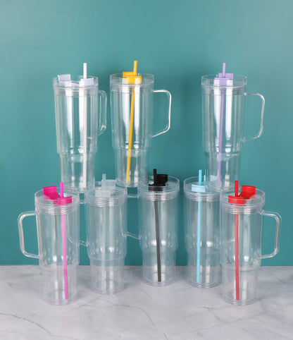 20 Pack 40oz Clear Pre Drilled Snow Globe Tumbler Double Wall Plastic Cups Mug-CNLCA