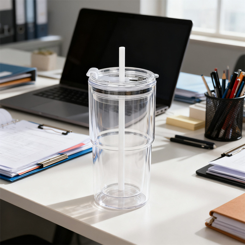 40Pack 17oz Clear Double Wall Pre Drilled Snow Globe Plastic Tumbler Snowglobe Cup-CNLCA