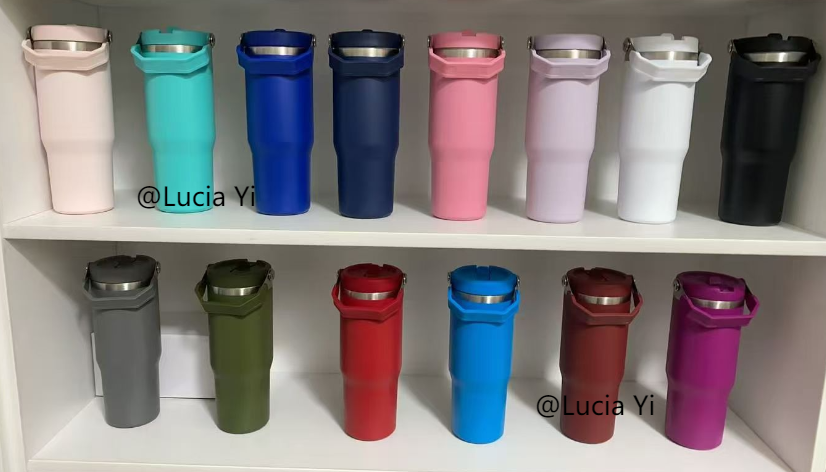 20oz 30oz Colorful Powder Coated Kids Flip Straw Tumbler Water Bottle For Laser-CNLCA