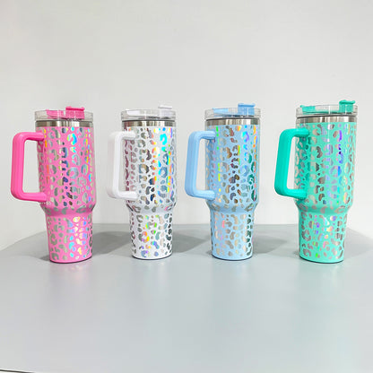 40BW001 H1.0 40oz 3D Holographic Leopard Travel Mug Tumbler With Handle- USLCA