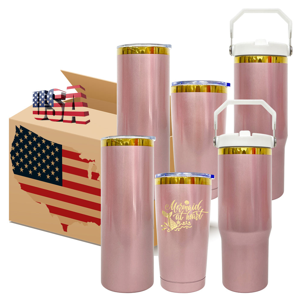 20oz Mirror Gold Plated Shiny Rose Pink Color Tumbler Coffee Mugs for Laser Engraved-CNLCA