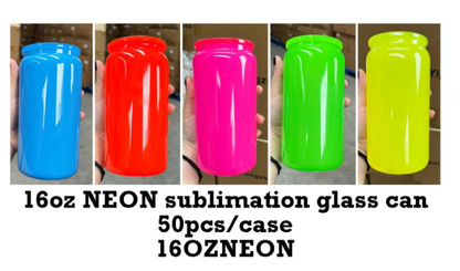 16oz Neon Colored Glass Can For Sublimation &UV DTF wraps-CNLCA