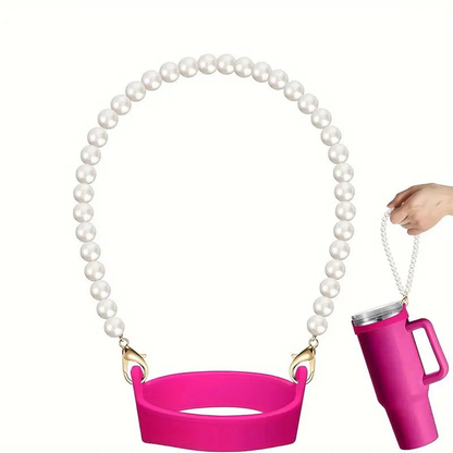 Pearl Chain Handle Carriers Strap Hanging String for Water Bottle Cup Tumbler with Silicone Ring-CNLCA