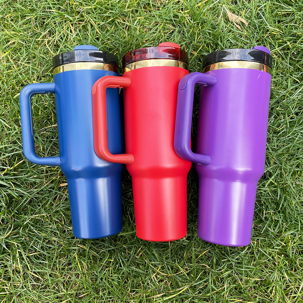 40oz H2.0 Upgraded Gold Underneath Powder Coat Tumblers Travel Mugs With Handle 20pcs-CNLCA