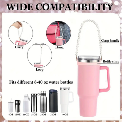 Pearl Chain Handle Carriers Strap Hanging String for Water Bottle Cup Tumbler with Silicone Ring-CNLCA