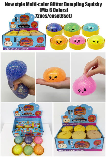 8.5cm 6 Colors Realistic Pectin Steamed Bun Glitter Dumpling Squishy Toys Stress Relief Fidget Toy-CNLCA