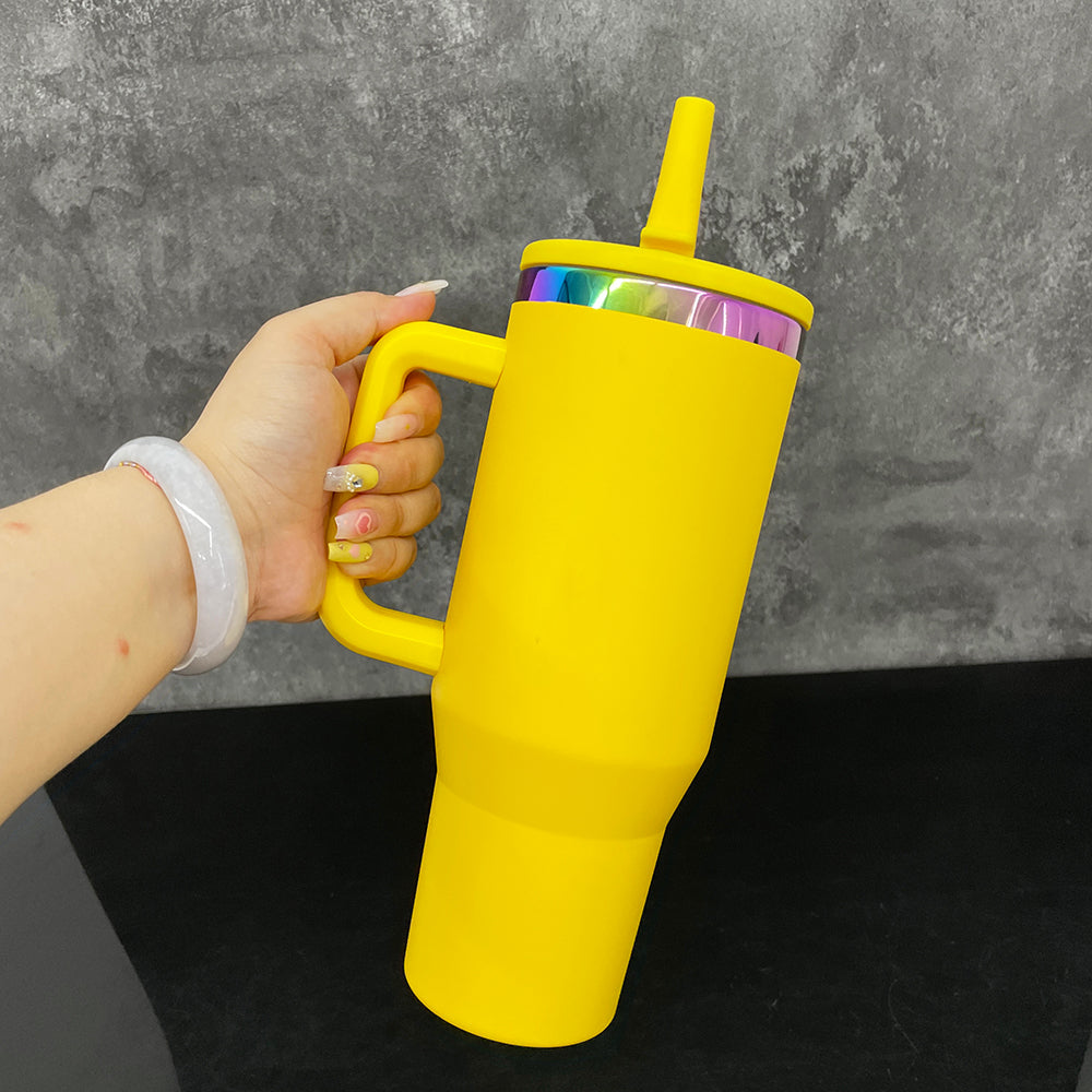 40oz Flip Straw Leak proof Rainbow Plated Underneath Powder Coated Quencher Tumbler For Laser-CNLCA